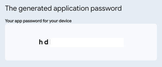 Gmail App Password Screenshot