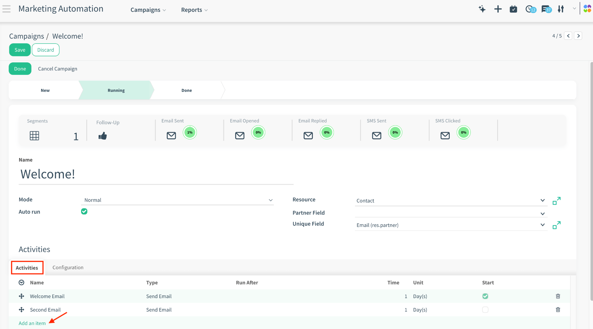 Campaign Activity Configuration Screenshot
