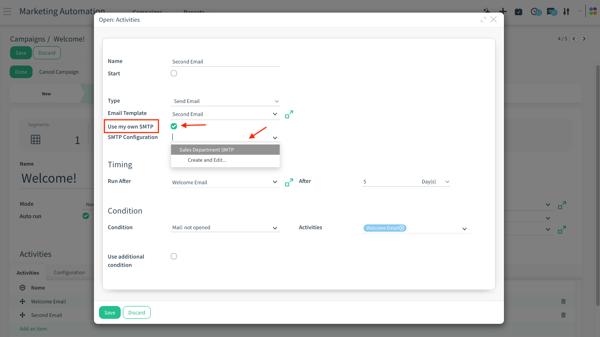 Campaign Activity Configuration Screenshot