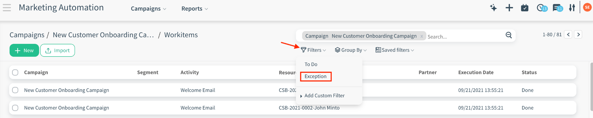 Campaign Activity Configuration Screenshot